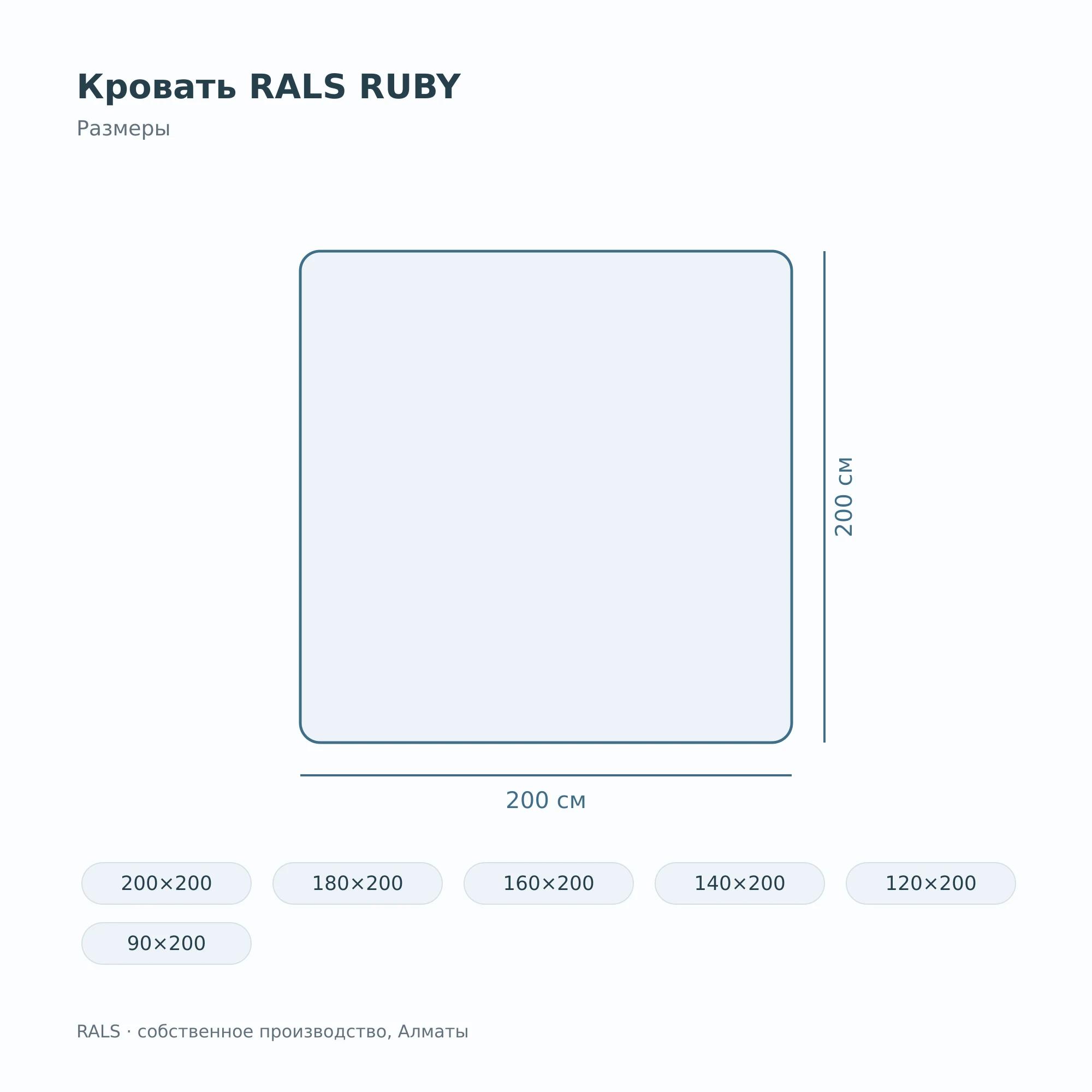 Кровать RALS RUBY — размеры