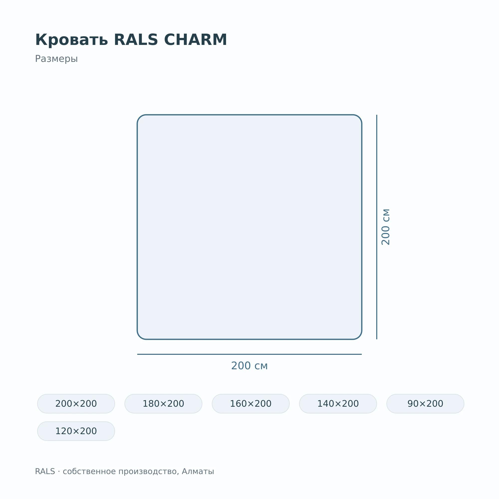 Кровать RALS CHARM — размеры