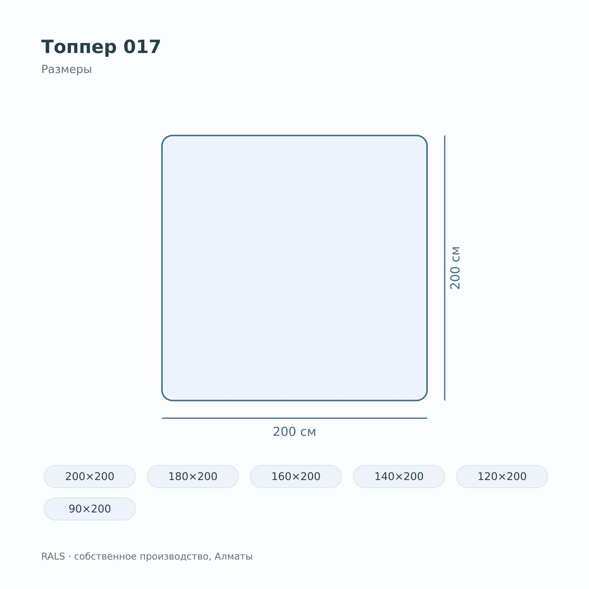 Топпер 017 — размеры